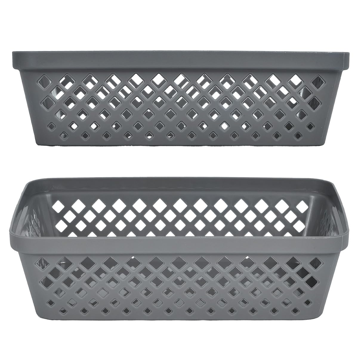 Glad Plastic Storage Basket Set - Multipurpose Drawer Trays, Kitchen Pantry Containers, And Bathroom Bins - 6 Pack Medium Organizers, Grey
