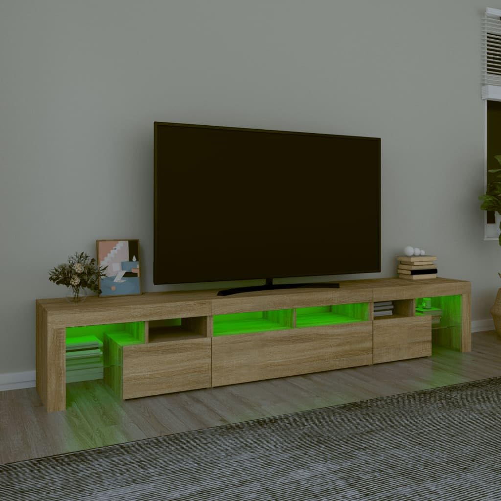 vidaXL TV Cabinet with LED Lights Home Bedroom Living Room Entertainment Center HiFi Side Cabinet TV Console Stand Media Unit Furniture Sonoma Oak