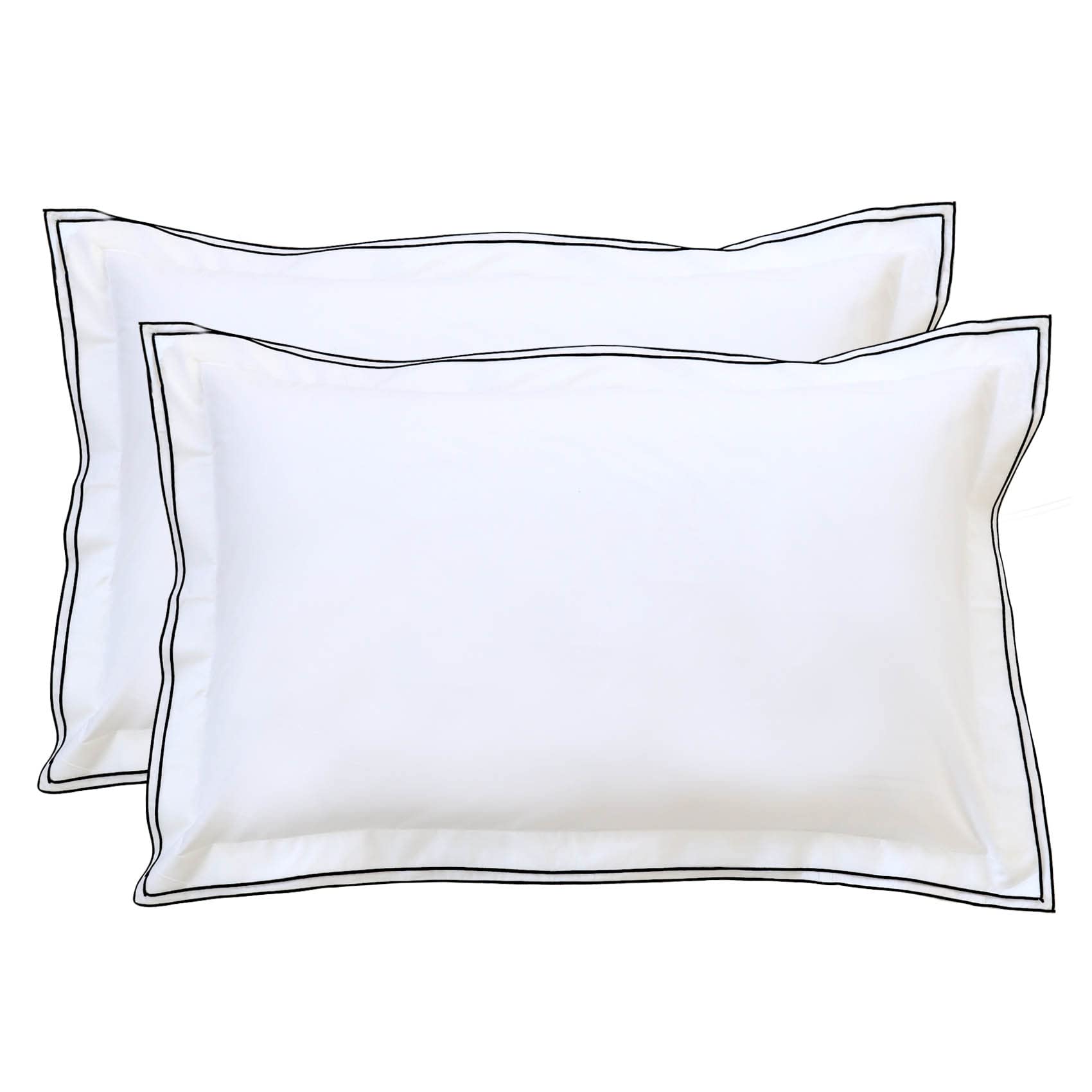 Ranznaz Set Of 2 Elegant Embroidery Pillowcases, Queen Size, 100% Cotton - White Good Feeling Shams, Elegant Trims, Softer And B