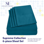 Sweet Home Collection 6 Piece 1500 Supreme Collection Brushed Microfiber Deep Pocket Sheet Set-2 Extra Pillow Cases, Great Value, Rv Short Queen, Teal