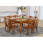 East West Furniture PFNA9-SBR-W 9 Piece Dining Room Furniture Set Includes a Square Wooden Table with Butterfly Leaf and 8 Kitchen Dining Chairs, 54x54 Inch, Saddle Brown