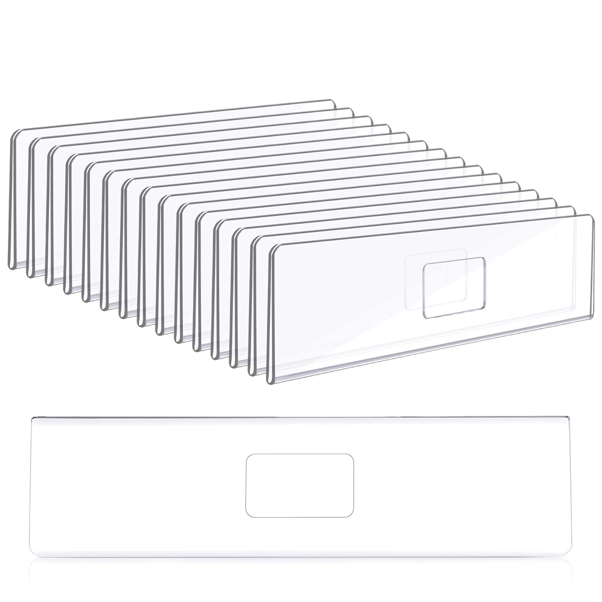 Jetec 15 Pcs 2 X 8 Inch Acrylic Wall Name Plate Holder Clear Plastic Sign Holder Door Name Platel Frame With Adhesive Tape Horiz