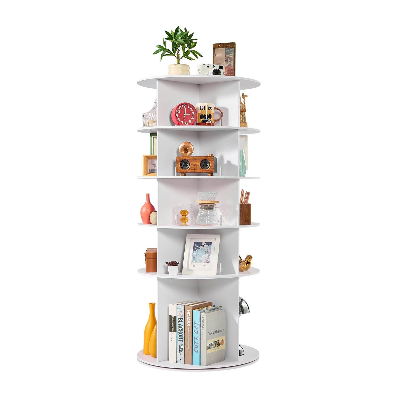 VEVOR 5 Tiers Rotating Shoe Rack Tower, 360 Spinning Shoe Rack, Revolving Storage Round Carousel Display, Freestanding Lazy Susa