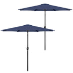 Simple Deluxe 2 Pack 9Ft Outdoor Patio Umbrella Table Market Umbrella With Push Button Tilt And Crank, 8 Sturdy Ribs, Uv Protection Waterproof For Garden, Lawn, Deck, Backyard, Pool, Dark Blue