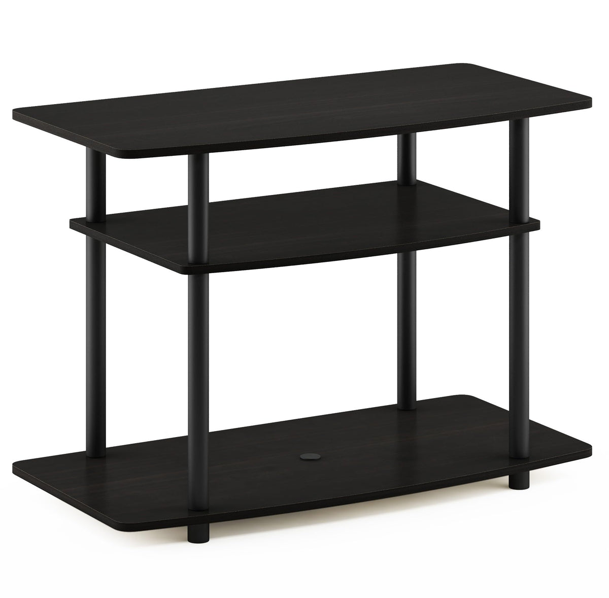 Furinno Turn-N-Tube No Tools 3-Tier Entertainment Center TV Stand for TV up to 32 Inch, Plastic Round Tubes, Espresso/black