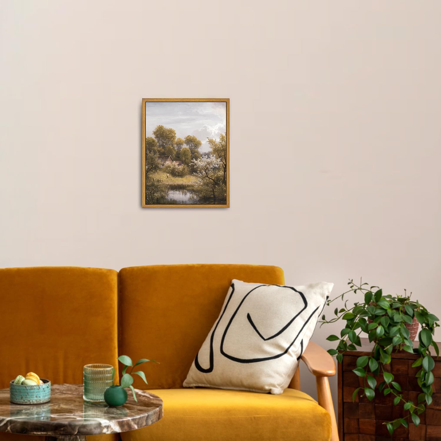 Roslynity Framed Canvas Wall Art Vintage Print Oil Paintings Summer Landscape Victorian Nature Country Retro Aesthetic Antique A