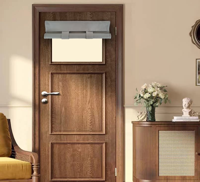 Pi Blackout Small Door Curtain,Privacy Thermal Insulated Door Window Curtain For Small Window/Small Front Door/Office 1 Panel (W26Xl20,Light Grey)