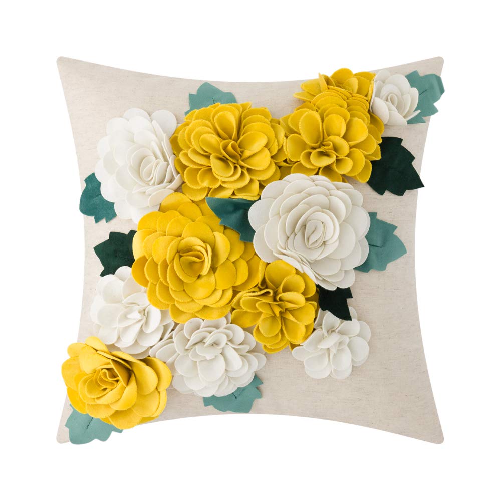 Kingrose 3D Flower Throw Pillow Cover Home Decorative Accent Pillow Case Sham Square Cushion Cover Sofa Bed Couch Living Room 18