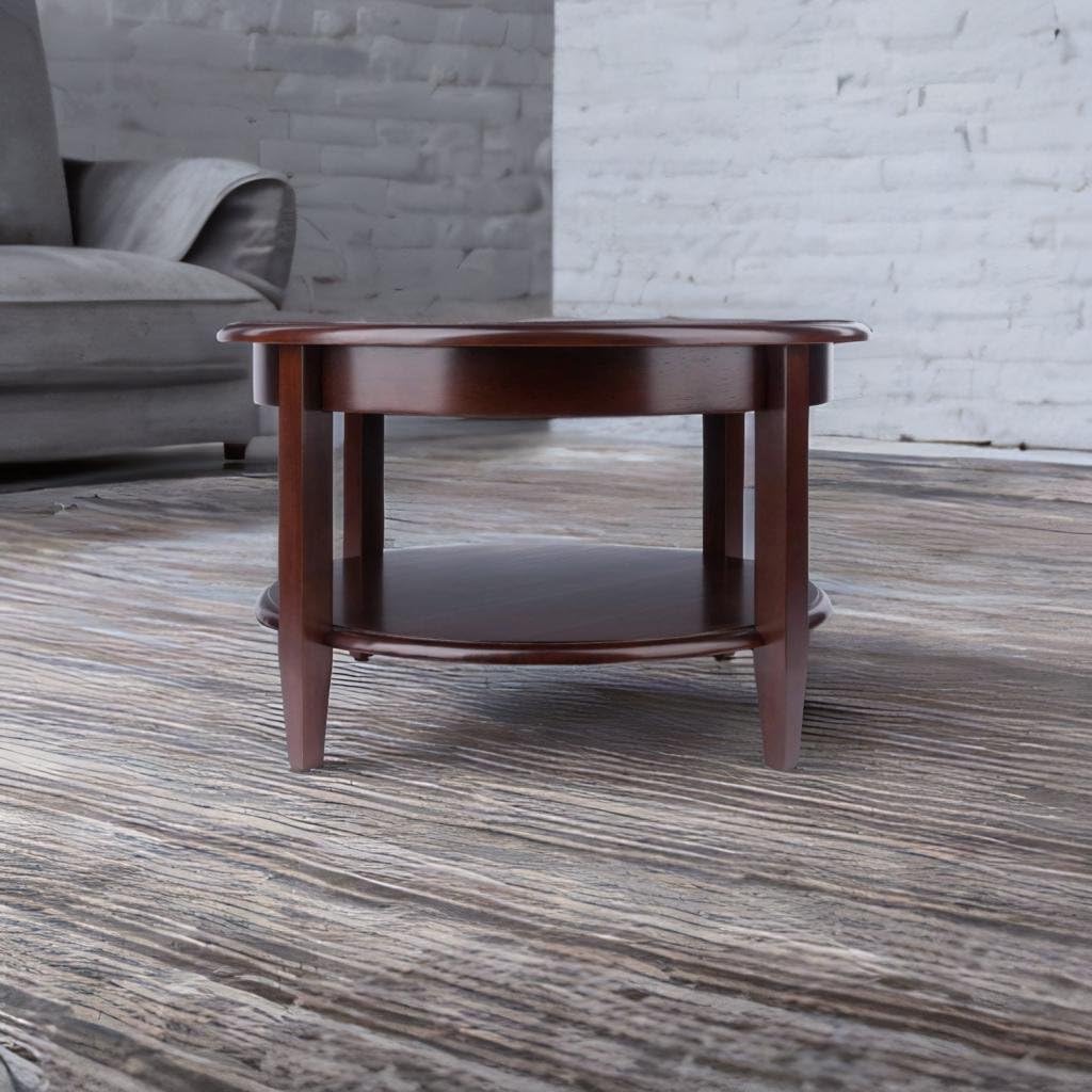 Ergode Wood Concord Coffee Table - Classic Walnut, Storage Shelf, Hidden Drawer