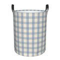 Large Laundry Basket with Handles  Vintage Blue Gingham Print Baby Kids Nursery Dirty Clothes Laundry Hamper for Bedroom Aesthe