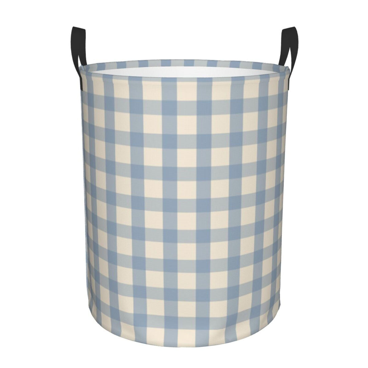 Large Laundry Basket with Handles  Vintage Blue Gingham Print Baby Kids Nursery Dirty Clothes Laundry Hamper for Bedroom Aesthe