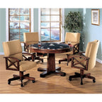 Coaster Home Furnishings 5-Piece 3-in-1 Game Table Set Tobacco/Tan Wood Chairs with Casters