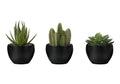 Monarch Specialties I 9556 Artificial Plant, 6' Tall, Succulent, Set of 3, Green Plants, Black Pots