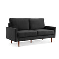 American Furniture Classics Black 69 Inch Wide Upholstered Two Cushion Sofa with Square Arms Velvet, 69" x 32" x 37"