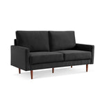 American Furniture Classics Black 69 Inch Wide Upholstered Two Cushion Sofa with Square Arms Velvet, 69" x 32" x 37"