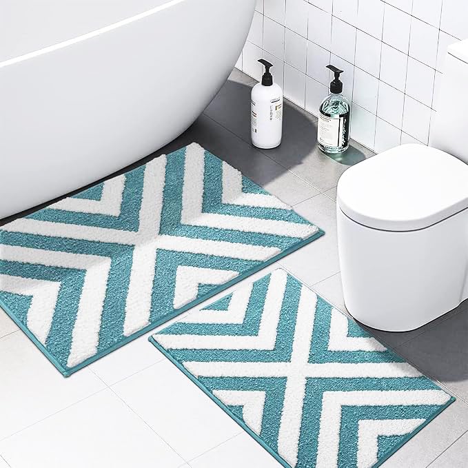 MINGET Amazing Soft Microfiber Bath Mat Set of 2 | Ultra Soft Plush Bathroom Floor Mats | Super Absorbent & Quick Dry | AntiSki