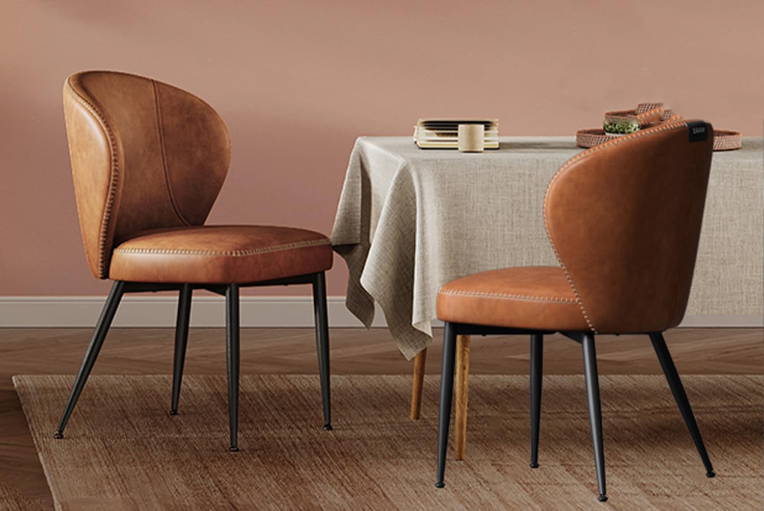 VASAGLE EKHO Collection - Dining Chairs Set of 2, Upholstered Kitchen Chairs, Comfortable Seat, Synthetic Leather with Stitching