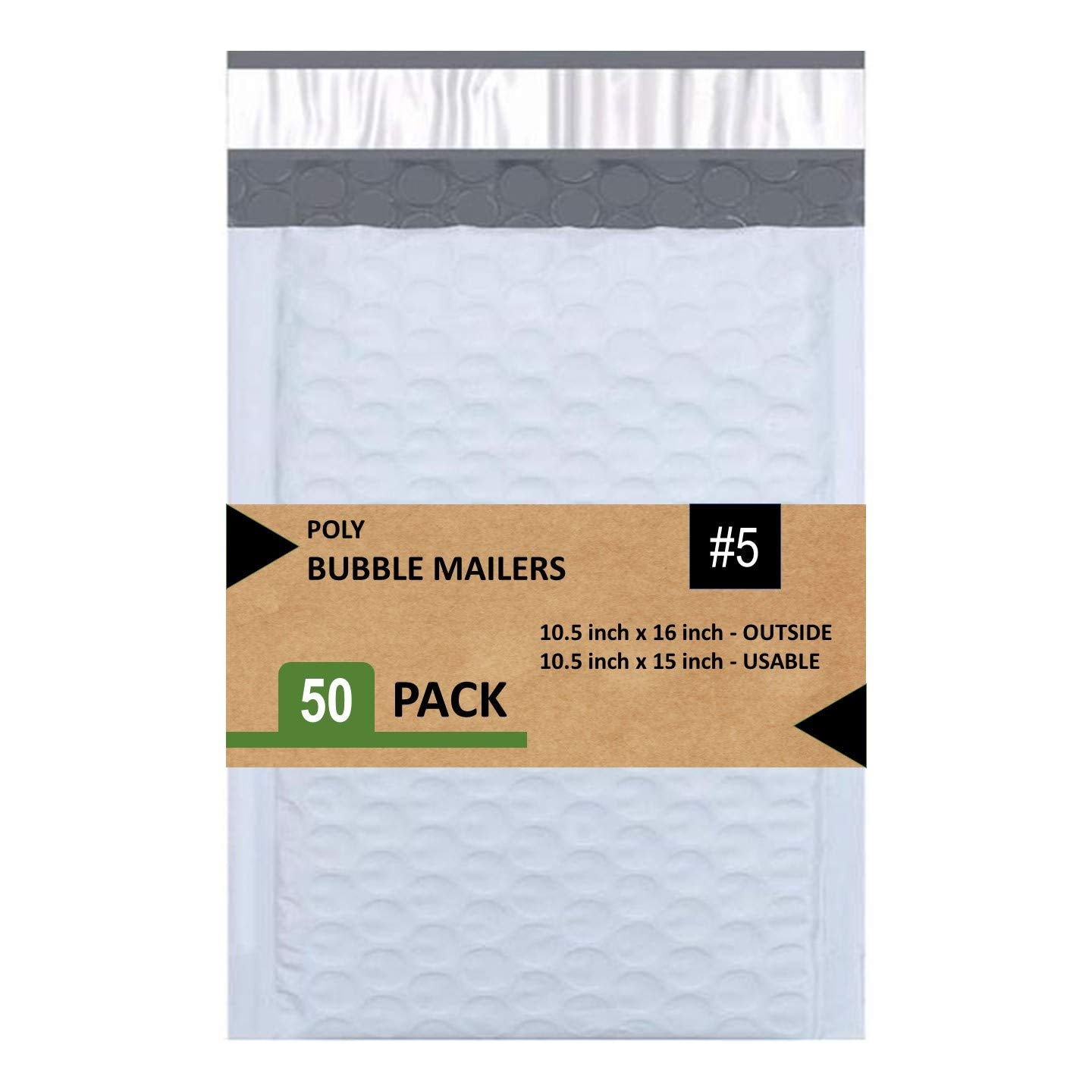 Sales4Less #5 Poly Bubble Mailers 10.5X16 Inches Shipping Padded Envelopes Self Seal Waterproof Cushioned Mailer 50 Pack