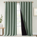 Nicetown Greyish Green 100% Blackout Curtains For Windows, Super Heavy-Duty Black Lined Total Darkness Drapes For Bedroom, Priva