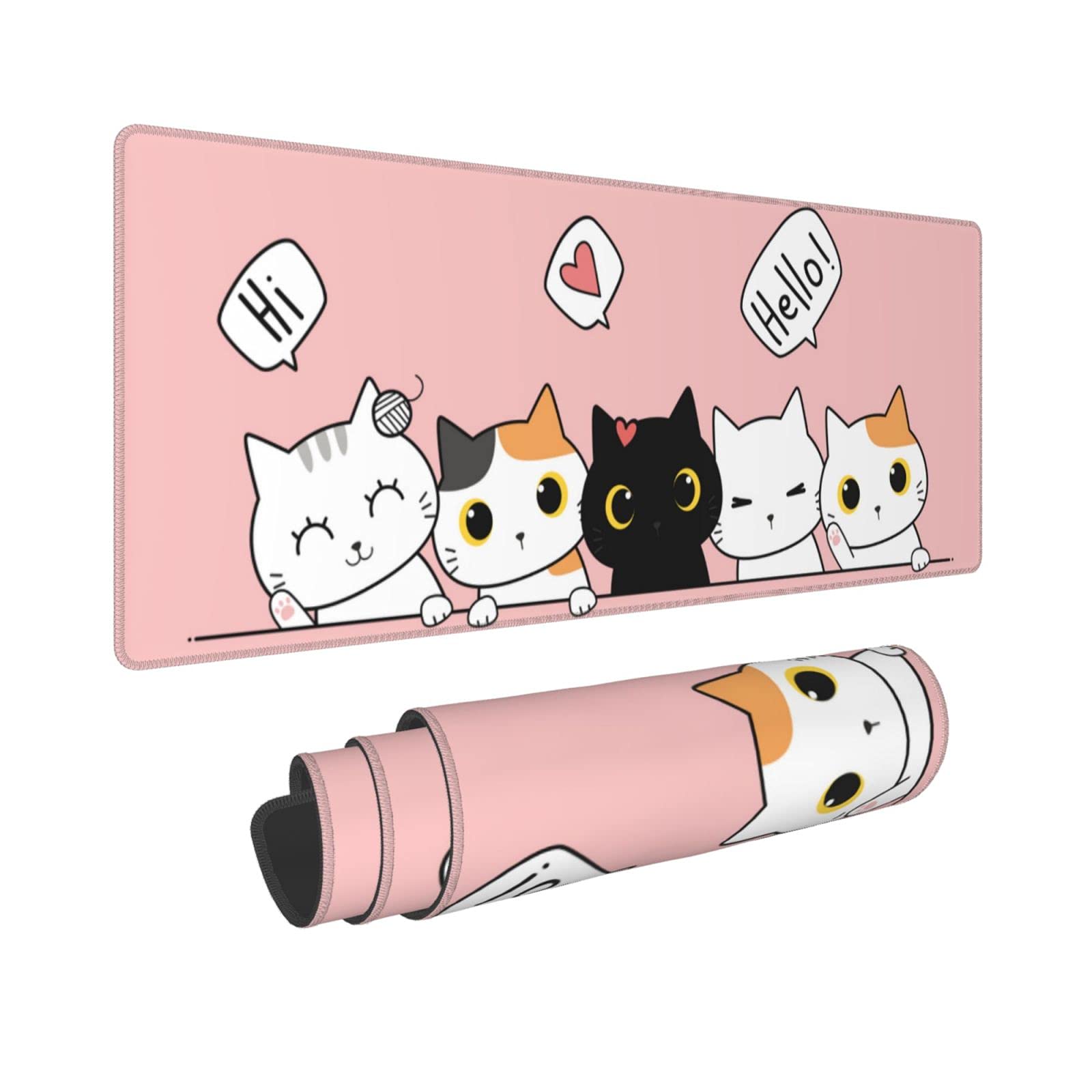 Pink Cute Kittens Cat Gaming Mouse Pad Large Xl Girls Kawaii Desk Mat Long Extended Pads Big Mousepad For Home Office Decor Acce