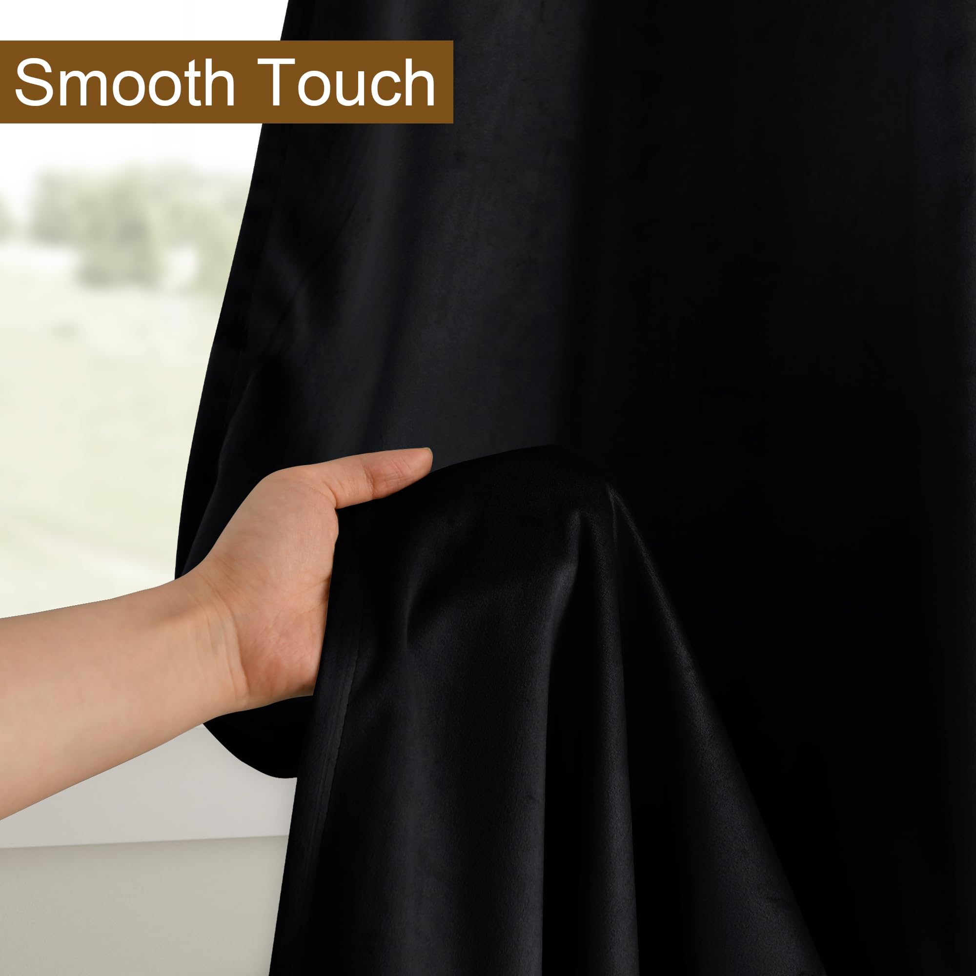 Dwcn Extra Wide Velvet Curtains 90 Inches - Black Blackout Bundleable Heavy Duty Thermal Insulated Energy Efficiency Grommet Win