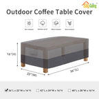 Easy-Going Patio Coffee Table Cover Small Outdoor Rectangular Table Cover, Uv Resistant Waterproof Patio Furniture Cover (36'Lx22'Wx16'H, Gray/Dark Gray)