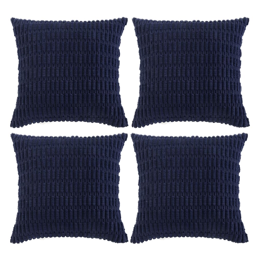 Fancy Homi 4 Packs Navy Blue Decorative Throw Pillow Covers 18X18 Inch For Living Room Couch Bed Sofa, Rustic Modern Farmhouse B