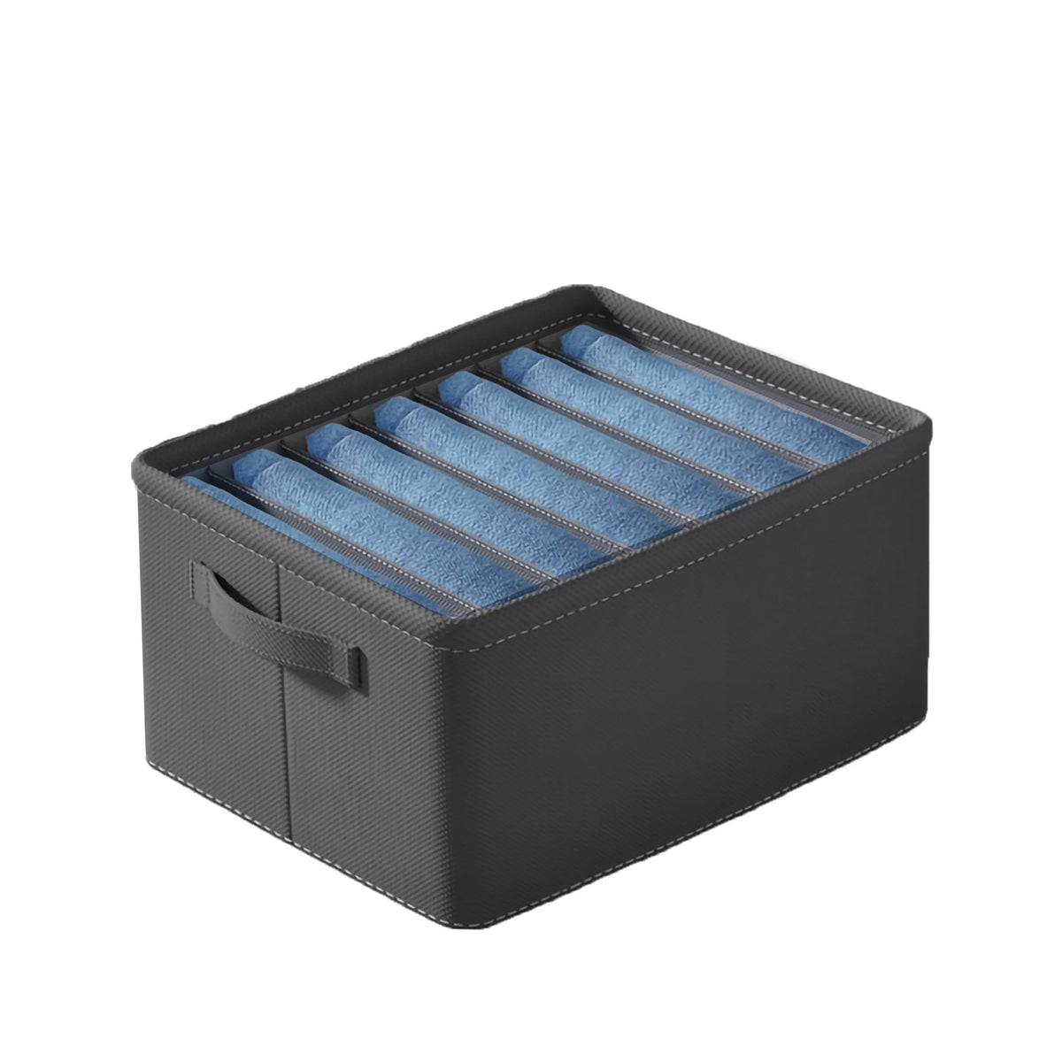 Fixturedisplays Wardrobe Closet Organizer Cloth Storage Bin 7 Slot Dark Grey Foldable Drawer Dividers Organizers for Jeans Pants
