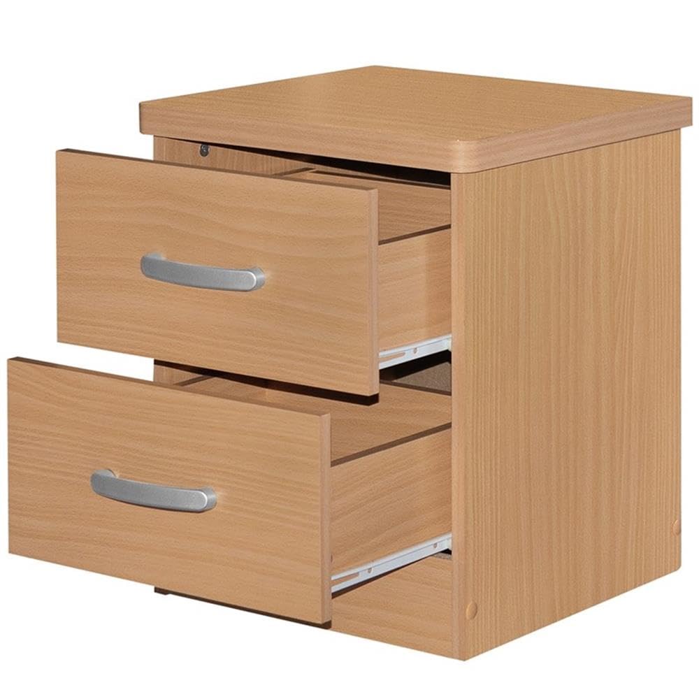 Better Home Products Cindy Faux Wood 2 Drawer Nightstand in Beech