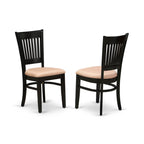 East West Furniture Anva3-Blk-C 3 Piece Modern Dining Table Set Contains A Round Kitchen Table With Pedestal And 2 Linen Fabric Dining Room Chairs, 36X36 Inch, Black