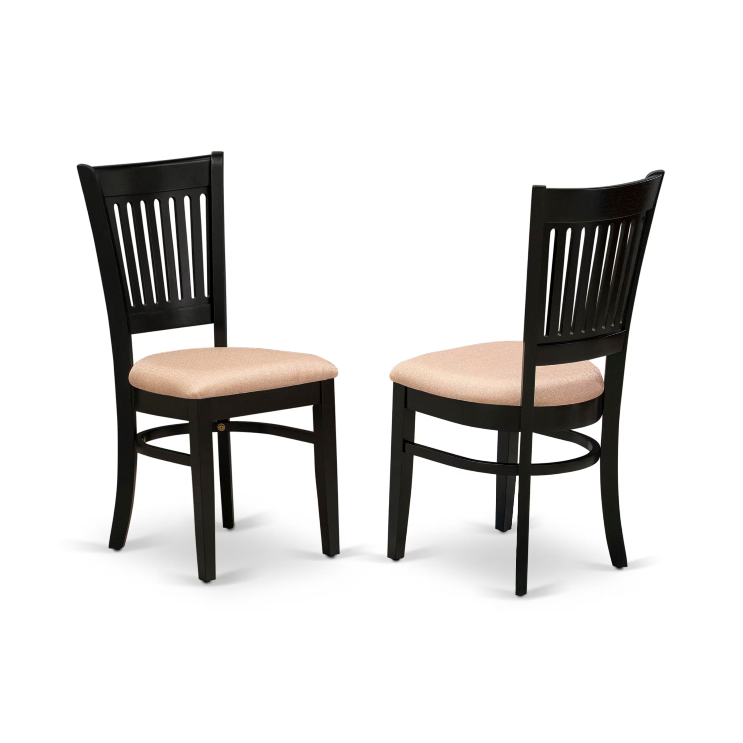 East West Furniture Anva3-Blk-C 3 Piece Modern Dining Table Set Contains A Round Kitchen Table With Pedestal And 2 Linen Fabric Dining Room Chairs, 36X36 Inch, Black