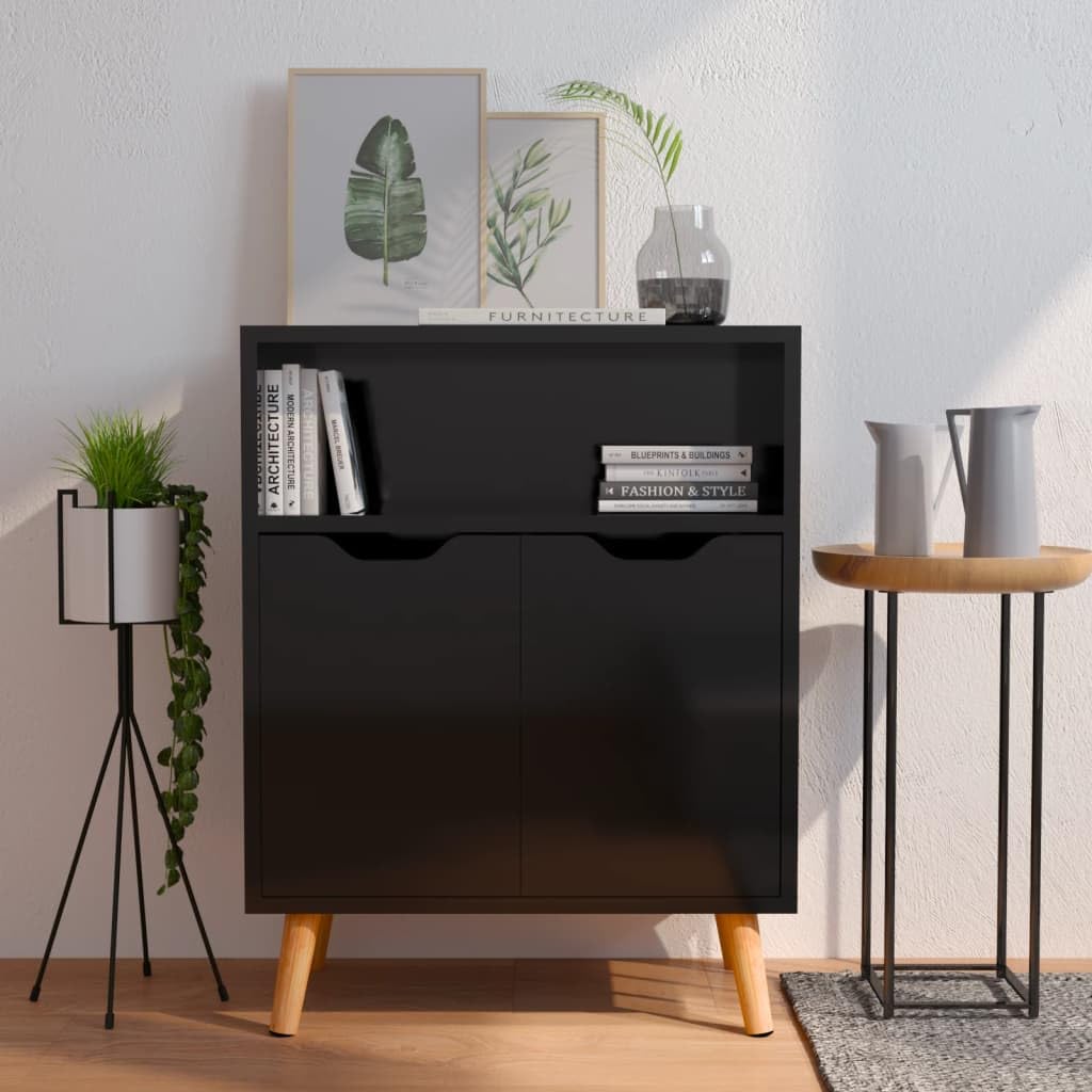 vidaXL Sideboard in High-Gloss Black | Quality Engineered Wood | Modern Design | Ample Storage Space