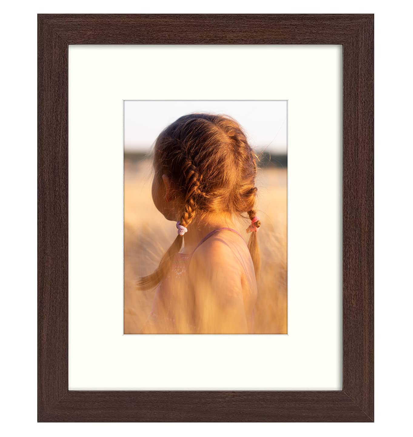 Golden State Art, Classic Picture Frame - 8x 10 Frame for 5 x 7 Photos, Brown
