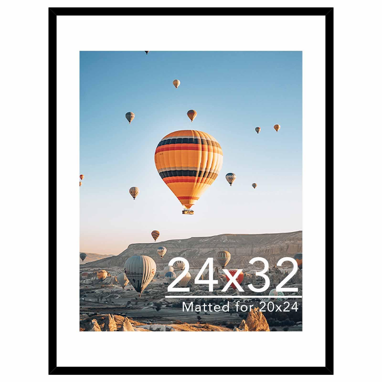 JCJMY 24x32 Picture Frame with 20x24 Mat, Display Photo 20x24 with Mat or 24 x 32 Without Mat, Wall Hanging Large 24 by 32 Poste