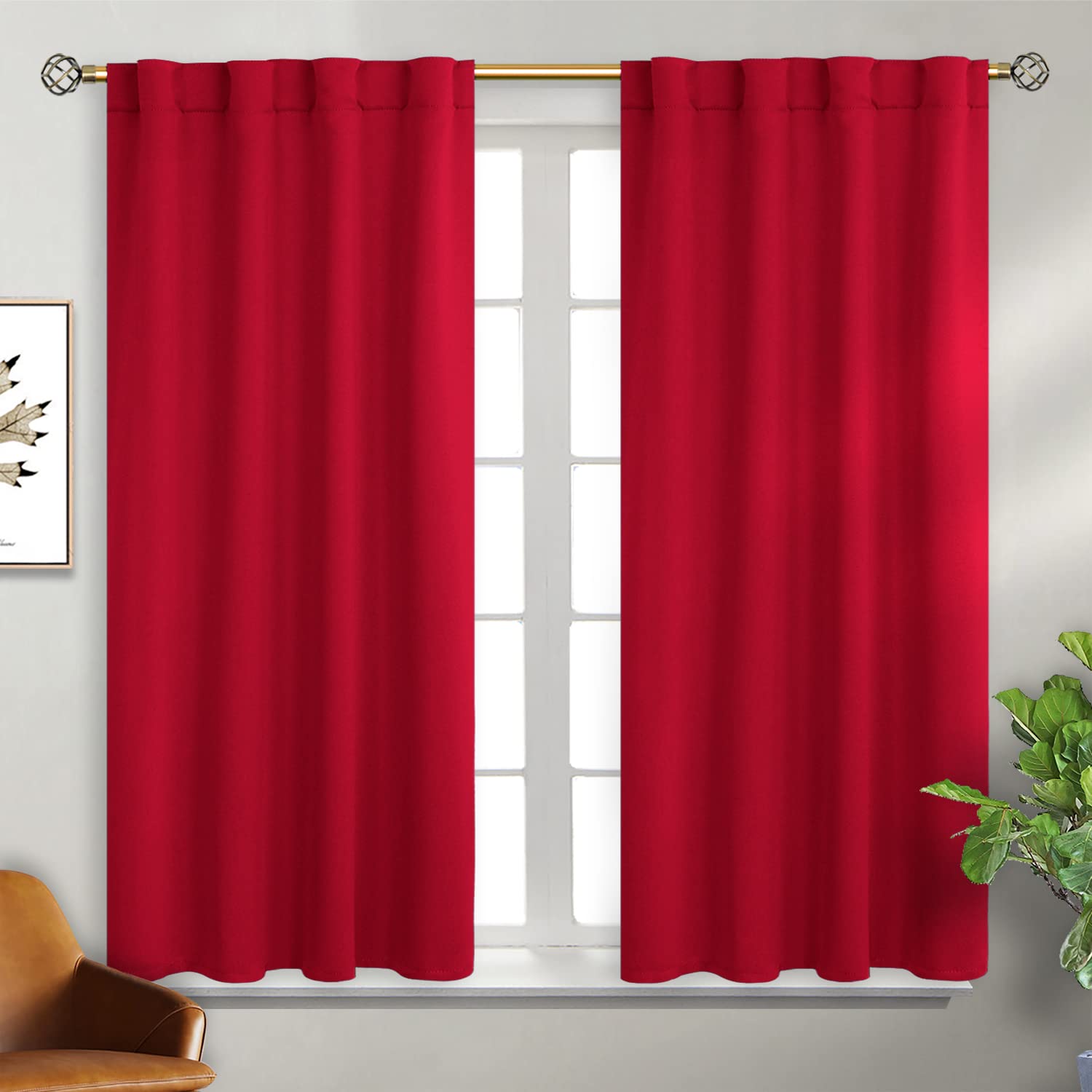 Bgment Blackout Curtains For Bedroom - 45 Inch Rod Pocket And Back Tab Thermal Insulated Room Darkening Curtains For Living Room