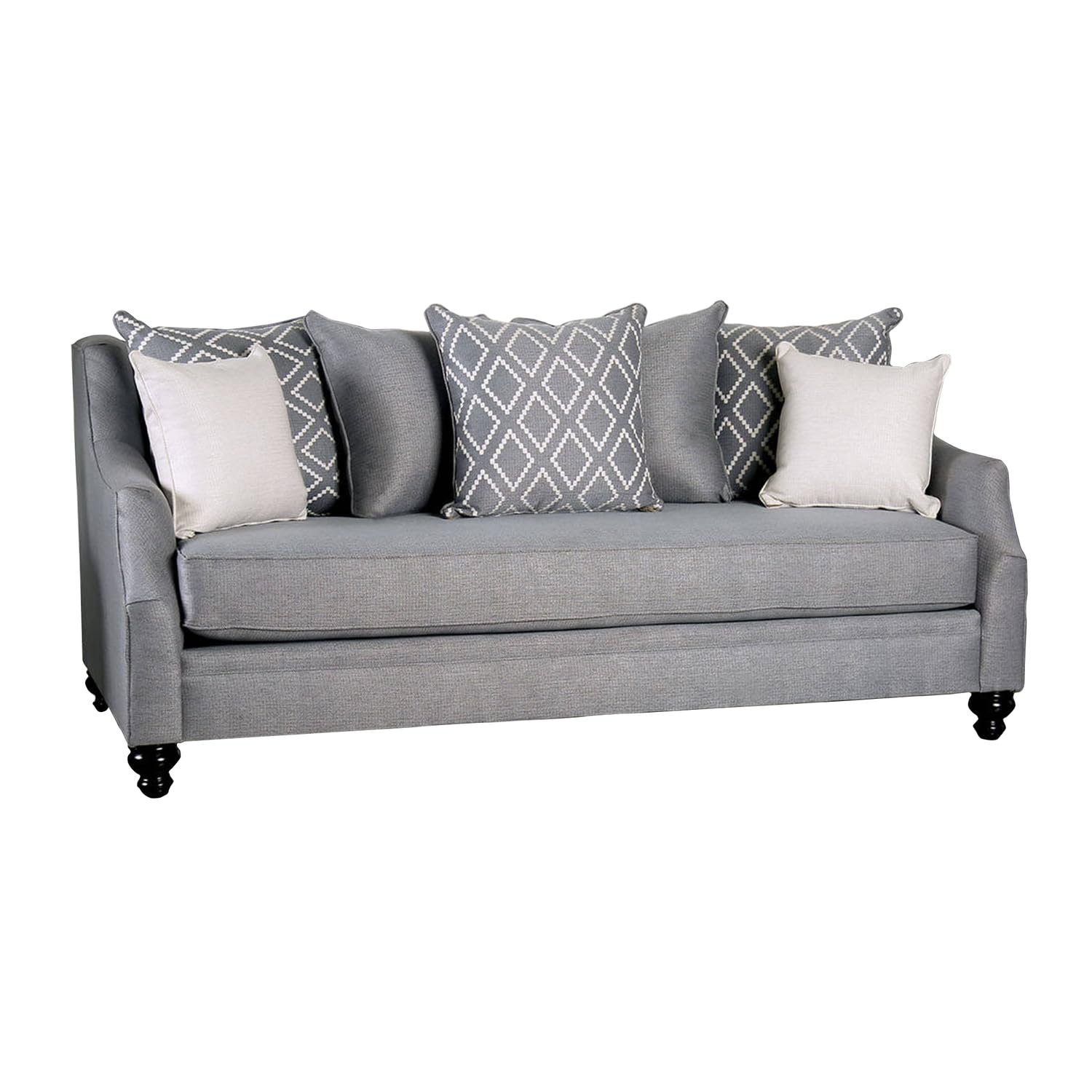 Benjara, Gray Fabric Upholstered Wooden Loveseat with Tufted Details