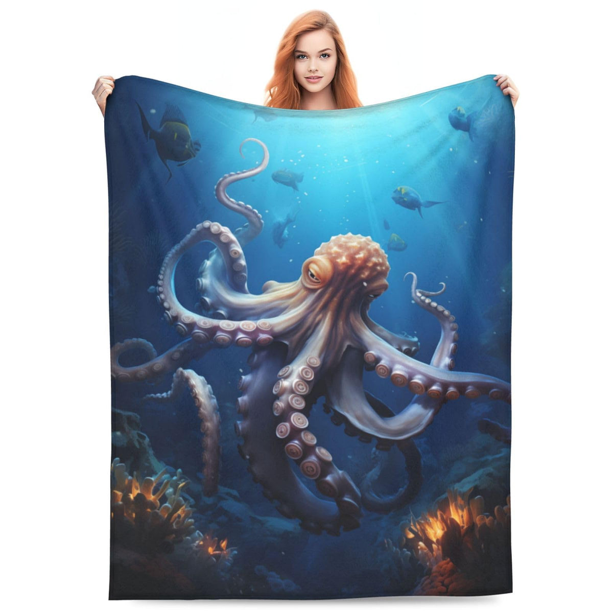 Turamurra Octopus Blanket Gifts For Women Girls Kids Adults Soft Warm Lightweight Cozy Ocean Animal Theme Throw Blankets For Cou