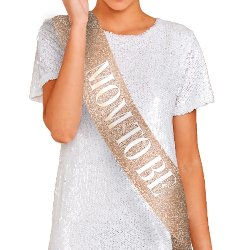 Magicshop4U Mom To Be Sash - Mom To Be Rose Satin Sash - Baby Shower Decorations, Gender Reveal, Welcome Baby, Baby Sprinkle, Ba