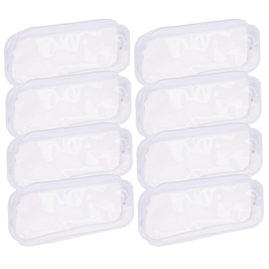 Xgood 8 Pieces Clear Pencil Case Pvc Makeup Pouch Zippered Pencil Case Toiletry Carry Pouch Big Capacity Bags Portable Pencil Ba