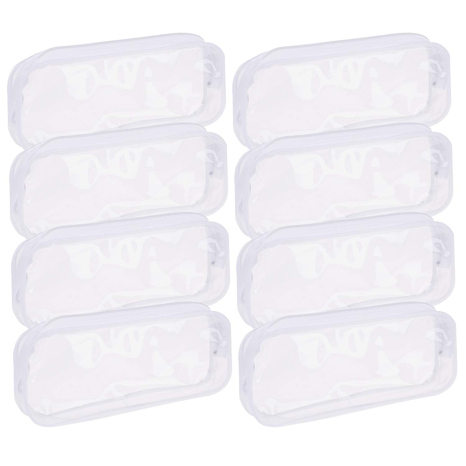 Xgood 8 Pieces Clear Pencil Case Pvc Makeup Pouch Zippered Pencil Case Toiletry Carry Pouch Big Capacity Bags Portable Pencil Ba