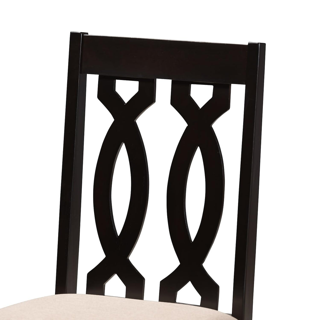 Baxton Studio Cherese Contemporary Fabric Dining Chair, Sand and Espresso, 4/Set (157-9733-HiT)