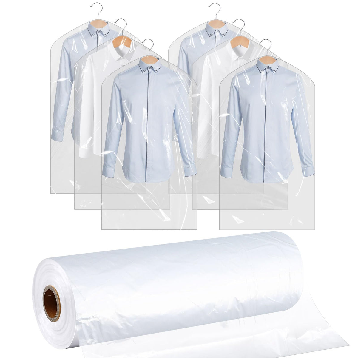 Clysee 450 Count Dry Cleaner Bags, 21 x 40 in Clear Garment Covers
