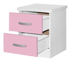 Better Home Products Cindy Faux Wood 2 Drawer Nightstand in Pink and White
