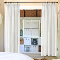 Closet Curtains for Bedroom Sliding Open Closet Without No Door,White Linen Sheer 80 inch Long French Door Curtain Set 2 Panels 