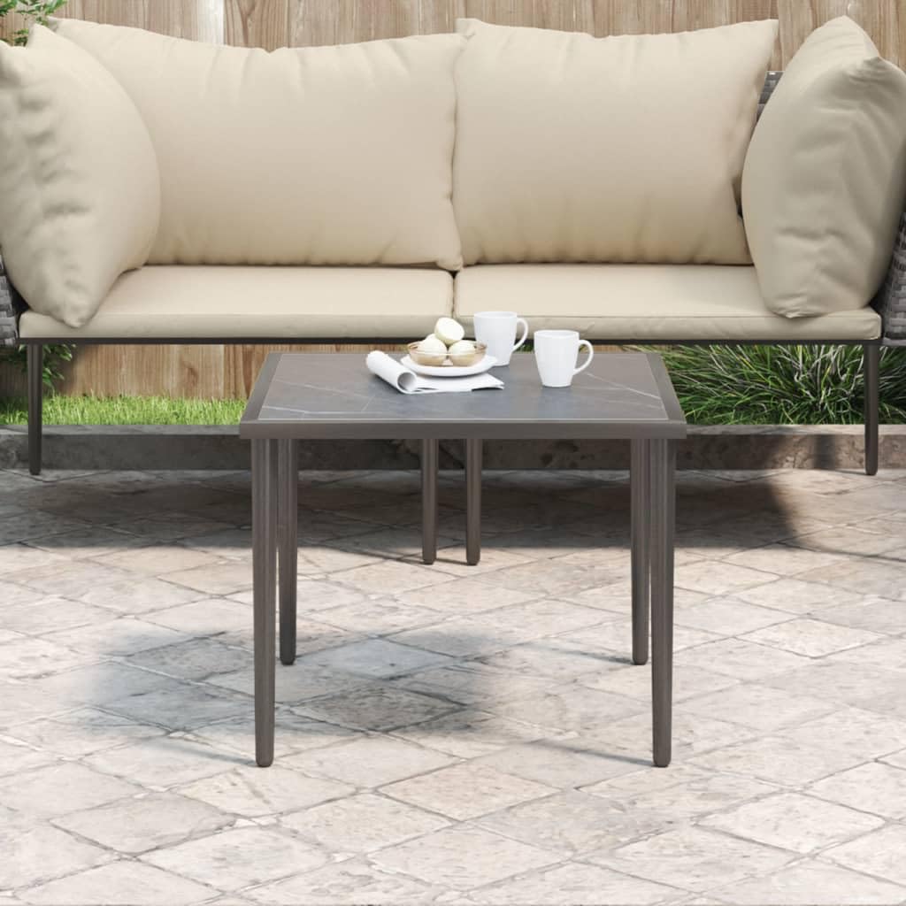 vidaXL Steel Patio Table - Durable Outdoor Coffee Table with Stable Top - Gray Lounge Table with Maximum Load Capacity of 242.5 lbs - 18.9"x18.9"x14.6" Dimensions – Assembly Required