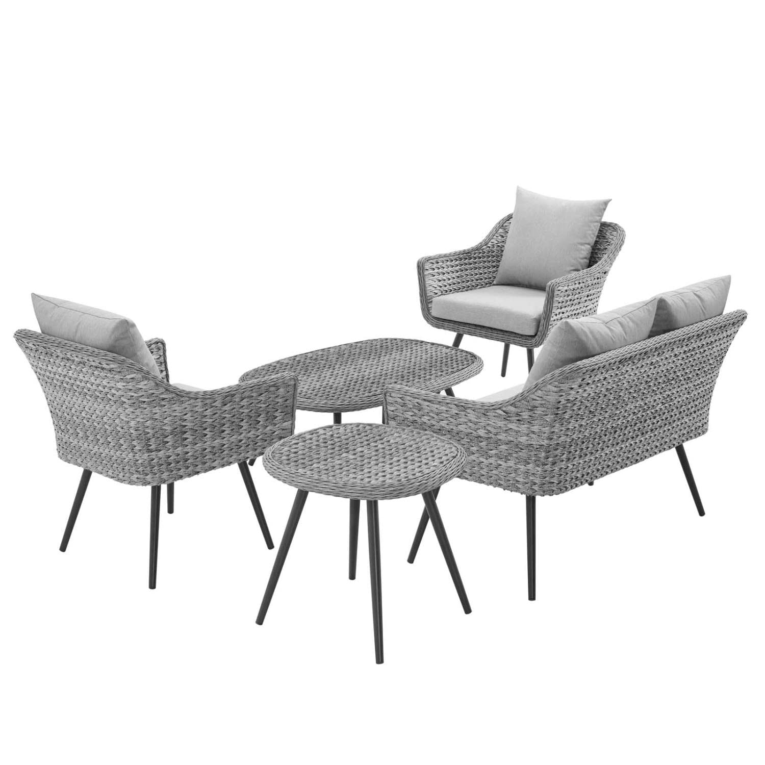 Modway Endeavor Outdoor Patio Wicker Rattan Set Of 5 In Gray