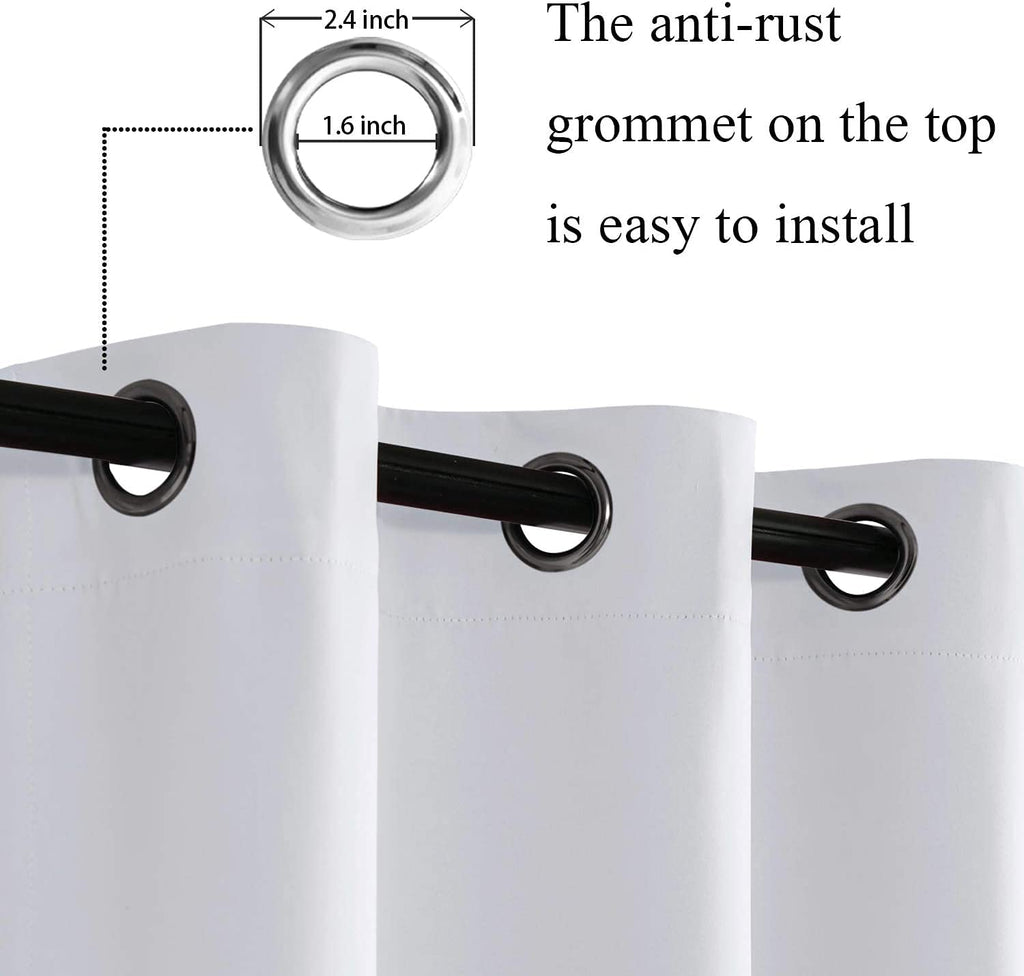 Jiuzhen Short Curtains Kitchen Half Window Blackout Curtains With Tiebacks For Baseroom Shadows, Grommet Curtains For Living Room, Set Of 2 Window Curtain Panels, 52 X 36 Inch Length,Greyish White