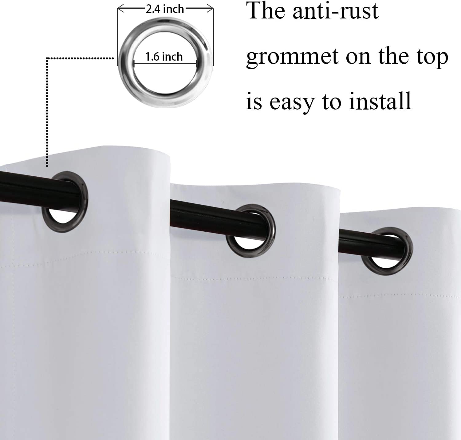 Jiuzhen Short Curtains Kitchen Half Window Blackout Curtains With Tiebacks For Baseroom Shadows, Grommet Curtains For Living Room, Set Of 2 Window Curtain Panels, 52 X 36 Inch Length,Greyish White