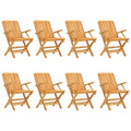 vidaXL Folding Patio Chairs Set of 8 - Solid Teak Wood - Scandinavian Style - Brown Outdoor Seats - Ideal for Garden, Deck