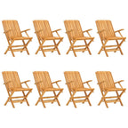 vidaXL Folding Patio Chairs Set of 8 - Solid Teak Wood - Scandinavian Style - Brown Outdoor Seats - Ideal for Garden, Deck